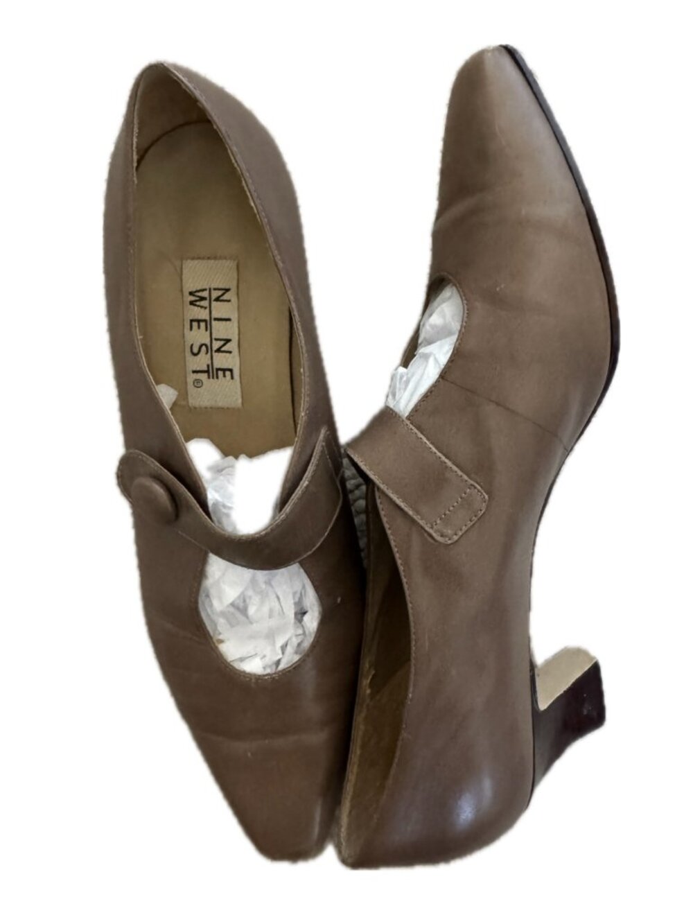 Nine West Taupe Leather Mary Jane pumps Sz 9.5